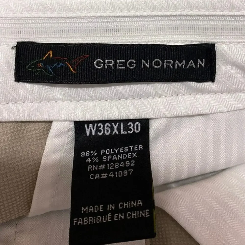 Greg Norman Men's Beige Straight Leg Performance Golf Trousers Dress Pants Sz 36